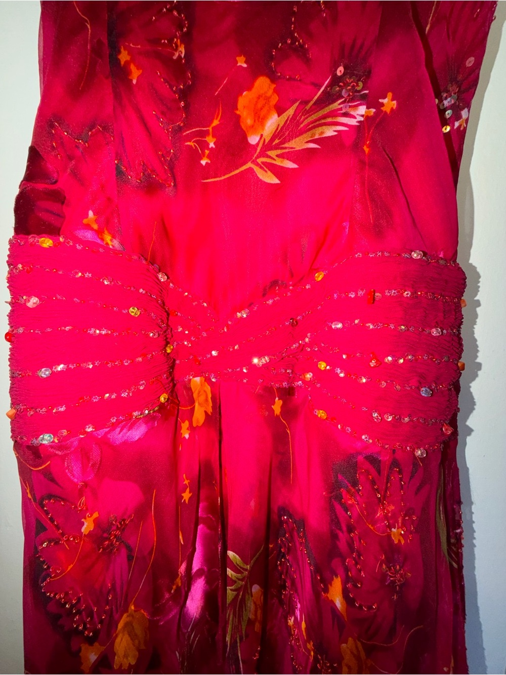 Vintage Sue Wong Nocturne Y2K Beaded Silk Floral Evening Dress - Size 10 - Picture 8 of 15